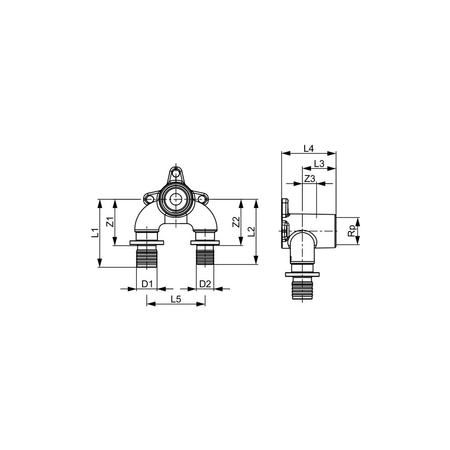 TECEflex kolano naścienne typu "U" 16 mm x 1/2"GW x 20 mm brąz