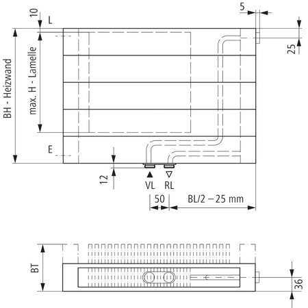 Kermi ściana grzewcza HHV21 630x72x4800 pozioma,RAL9016,6bar,z osłoną,prawa,L120