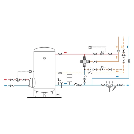 Regulowany termostatyczny zawór mieszający z wymiennym wkładem do systemów scentralizowanych 1 1/4"