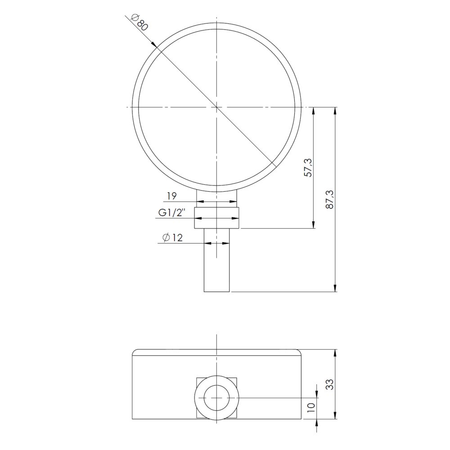 Termometr bimetaliczny AFRISO BiTh fi 80 mm -20…60'C tuleja 40 mm połączenie rad