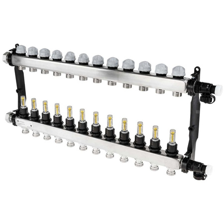 Rozdzielacz do ogrzewania podłogowego AFRISO ProCalida VA 1C 12-obieg. stal nierdzewna GZ 1'' x euroconus 3/4''
