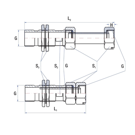 Przedłużka RUMET mosiądz 1'' x 1'' (GW x GZ), 150 mm