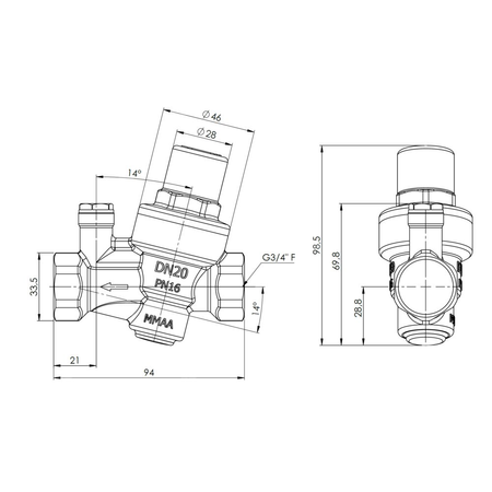 Kompaktowy reduktor ciśnienia wody BPR 412, GW G3/4'', 1 ÷ 6 bar