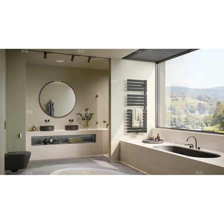 Grzejnik G.ła.Kermi®Credo®Half®flat-E,1400x600x37, max.P800, srebro bł.,FKS biały,lew.EU,SKI