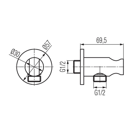 ROUND PLUS Przyłącze kątowe black mat