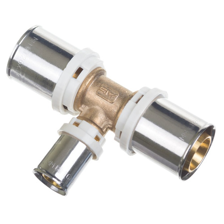 Trójnik QIK XPRT zaprasowywany redukcja mosiądz 32 mm x 20 mm x 32 mm (złącze zaprasowywane)