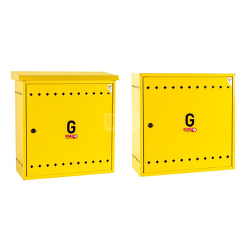 Skrzynka gazowa, 600x600x250, wolnostojąca, metalowa, ze skośnym daszkiem - brązowa