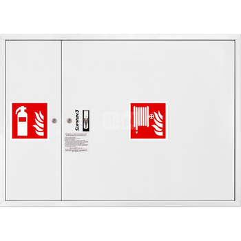 Hydrant DN 25 zawieszany z miejscem na gaśnicę obok zwijadła, wąż 30 m, zamek patent, RAL 9003