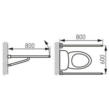 METALIA HELP uchwyt pojedynczy składany 80 cm, biały