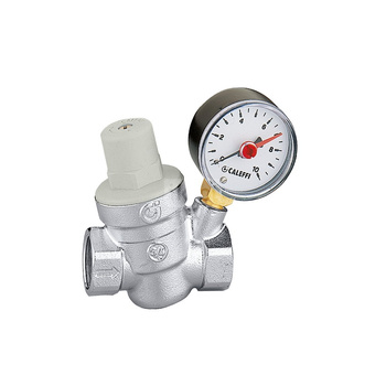 Regulator ciśnienia CALEFFI 5332 mosiądz (niklowanie), GW 3/4'', 16 bar z manometrem, wersja skośna