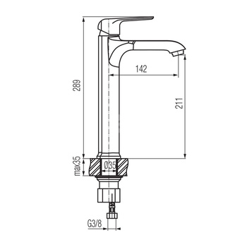 AURORA Bateria umywalkowa stojąca, nablatowa, wysoka, z perlatorem MIKADO