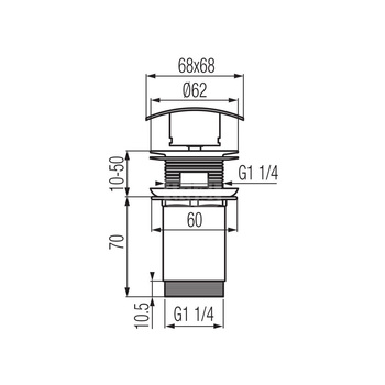 Korek spustowy z przelewem SQUARE