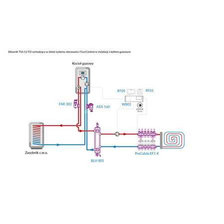 Siłownik termoelektryczny TSA-02 FO, nakrętka M30 x 1,5 mm, 230 V AC, NC, funkcja sterowania ręcznego