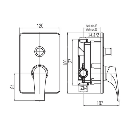 SIGMA Bateria wannowo-natryskowa podtynkowa