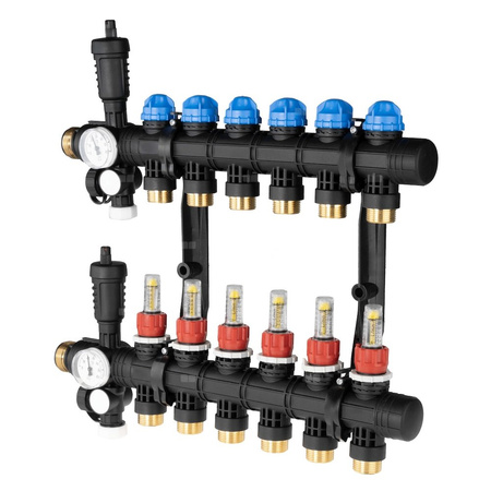 Rozdzielacz do ogrzewania podłogowego AFRISO ProCalida EF1 6-obieg. poliamid GZ 1'' x euroconus 3/4''