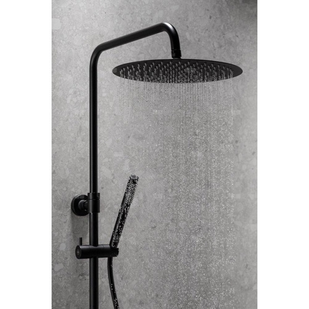 Zestaw natryskowy przesuwny KFA Armatura MOZA PREMIUM czarny, wąż 1500 mm, z deszczownicą