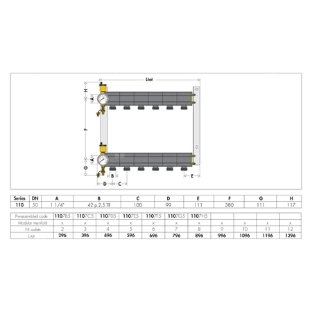 Kompletny rozdzielacz geotermalny O11/4" X 4 obwody