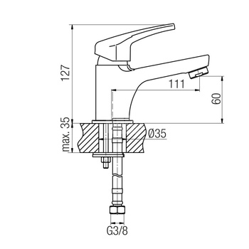 ECO Bateria umywalkowa stojąca bez korka spustowego