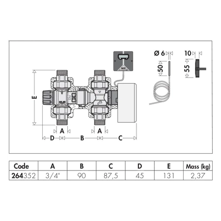 SOLARNOCAL - Zestaw połączeniowy zasobnika z kotłem z rozdzielonymi termicznie obiegami 3/4"
