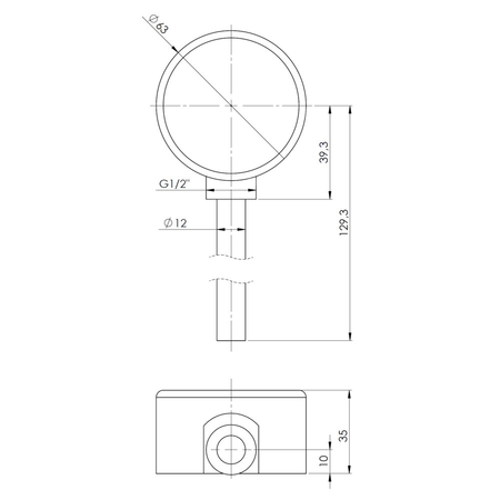 Termometr bimetaliczny AFRISO BiTh fi 63 mm 0…60'C tuleja 100 mm połączenie rad