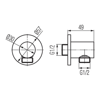 ROUND przyłącze kątowe
