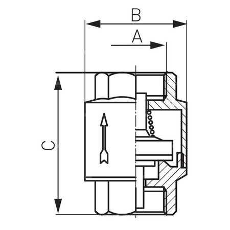 Zawór zwrotny FERRO z elementem zamykającym z tworzywa 1/2'' GW PN 10 max. 100'C