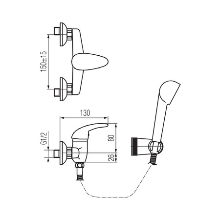 GALEO Bateria natryskowa ścienna z akcesoriami