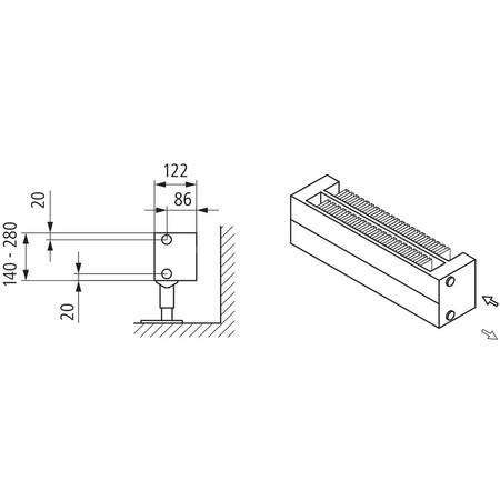 Konwektor Kermi Konvektor Typ22 BH280x122x4800mm QN5539, weiß, 6bar, m. Abd., AB Uni.