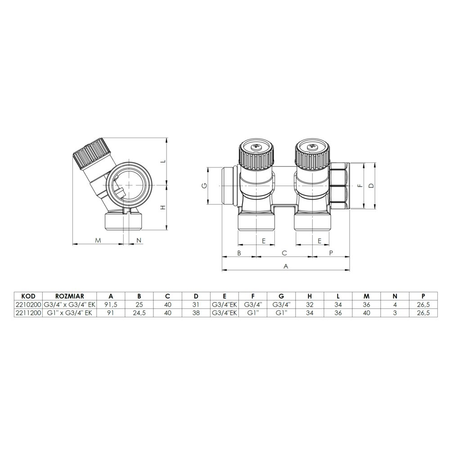 Moduł rozszerzający ADM 112 do rozdzielacza wody użytkowej, 2 punkty poboru, G1''