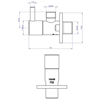 Zawór wodny FERRO ROTONDO, jasny złoty GZ 1/2'' x GZ 3/8''