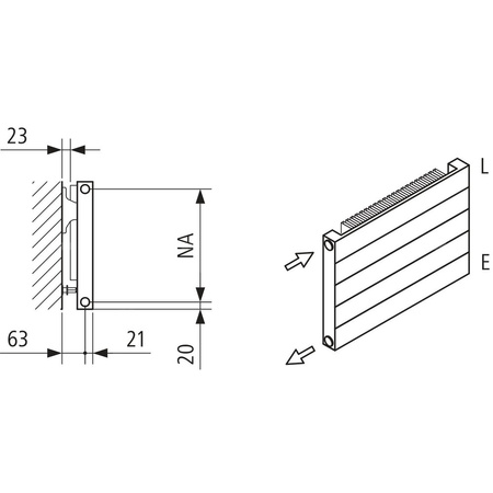 Grzejnik płytowy typ 11 KERMI HHN, z osłonami wym. 560 x 1600 mm, kolor biały, moc 1243 W