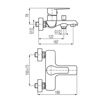 DALI BLACK Bateria wannowa ścienna