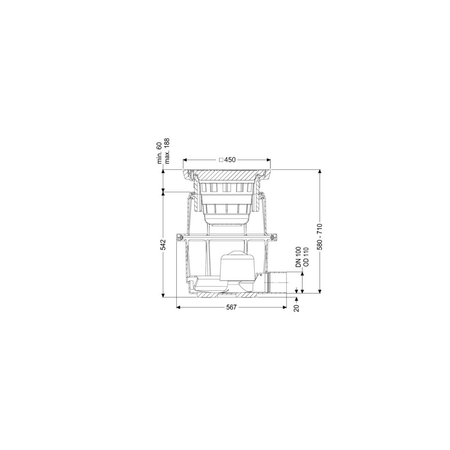 Wpust podwórzowy DN 100, z syfonem, ruszt kl.D, system 400