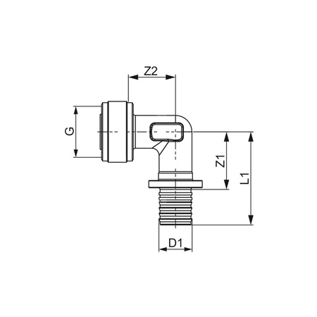 Szybkozłącze 90' TECE flex, brąz, 16 mm x 1/2'' (zz x pz)