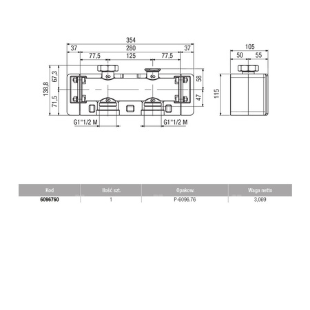Rozdzielacz hydrauliczny VALVEX Combi mosiądz, odgałęzień: 2 (1 1/2''), z izolacją