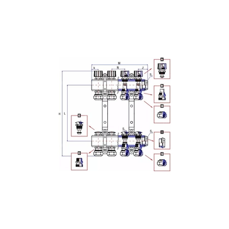 Rozdzielacz ogrzewania RUMET 70C 12 obwodowy