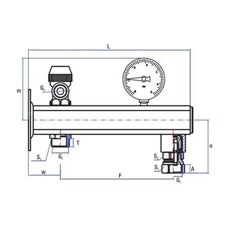 Grupa bezpieczeństwa RUMET c.w.u. G 3/4 x G 1/2 mosiądz