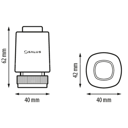 Siłownik elektrotermiczny SALUS T28NC230-8, złącze M28 x 1,5 2 VA, napięcie 230 V AC, kolor biały, kabel 0.9 m, ze wskaźnikiem