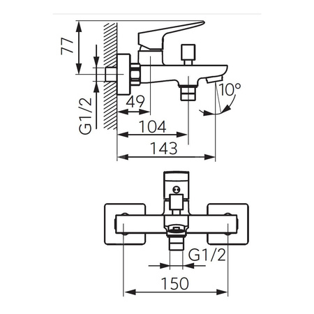 VITTO VerdeLine bateria wannowa ścienna, złoty
