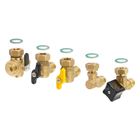 Konsola przyłączy hydraulicznych z zaworem odcinającym gaz i zaworami odcinającymi c.o. z filtrem (do kotłów QUADRA II 24 CAI Lx i QUADRA X 25C)