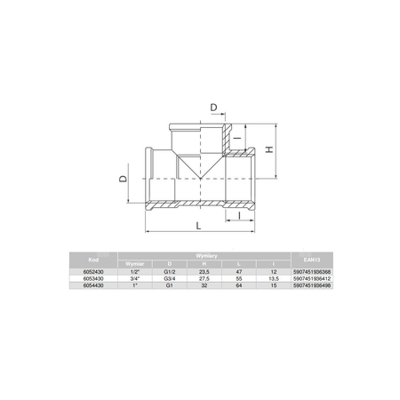 Trójnik VALVEX Twist mosiądz 3/4'' GW, kolor niklowany