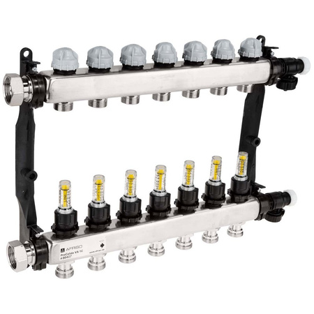 Rozdzielacz do ogrzewania podłogowego AFRISO ProCalida VA 1C 7-obieg. stal nierdzewna GZ 1'' x euroconus 3/4''