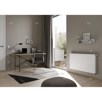 Kermi®x-flair® Plan-V typ 33 605x1605 biały,10 bar, zaworowy prawy, z osłonami