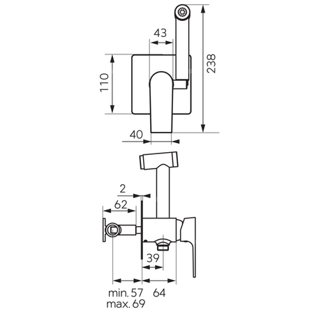 ALGEO SQUARE bateria bidetowa podtynkowa, chrom