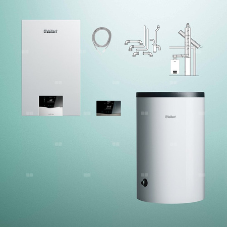 Pakiet - Kocioł gazowy jednofunkcyjny VAILLANT ecoTEC plus VC 30CS/1-5 kondensacyjny wiszący 3.9 - 33.3 kW + RegulatorsensoCOMFORT 720f + Zestaw powietrzno-spalinowy szachtowy + Zasobnik c.w.uVIH R 200/6 B