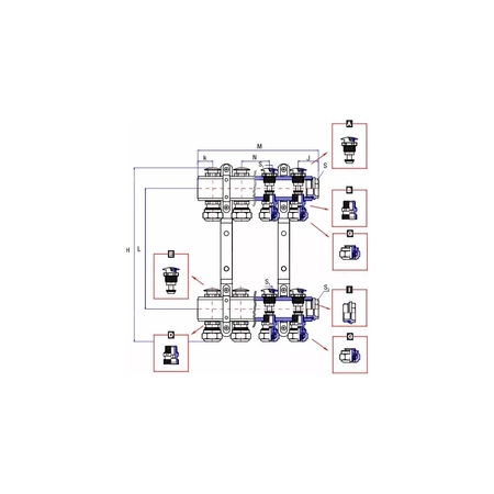 Rozdzielacz ogrzewania RUMET 70K 4 obwodowy