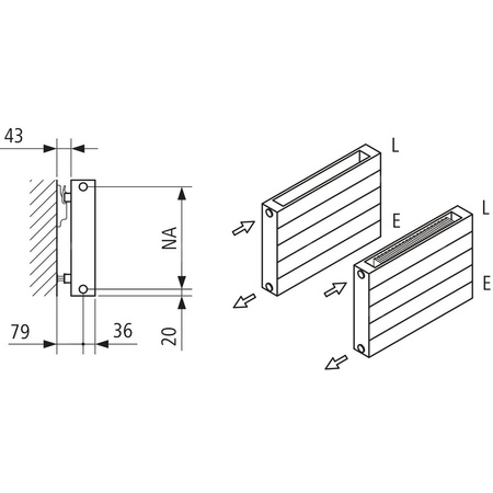 Ściana grzewcza Kermi Heizwand HHN Typ20 BH840x72x2800mm QN3648, weiß, 6bar, m. Abd, AB 12
