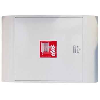 Hydrant DN 25 FIT zawieszany, z dwoma ćwierćwałkami, wąż 30 m, zamek patent, RAL 9003