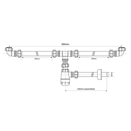 Syfon umywalkowy podwójny butelkowy 11/4"x32mm, bez spustów