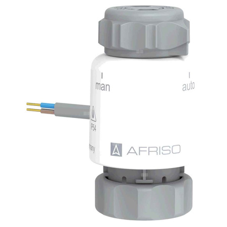 Siłownik termoelektryczny TSA-02 FO, nakrętka M30 x 1,5 mm, 230 V AC, NC, funkcja sterowania ręcznego